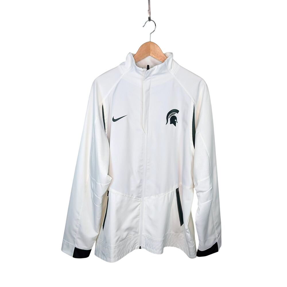 Michigan State Spartans Nike Sideline Elite Jacket Mens 3XL Full Zip White Green